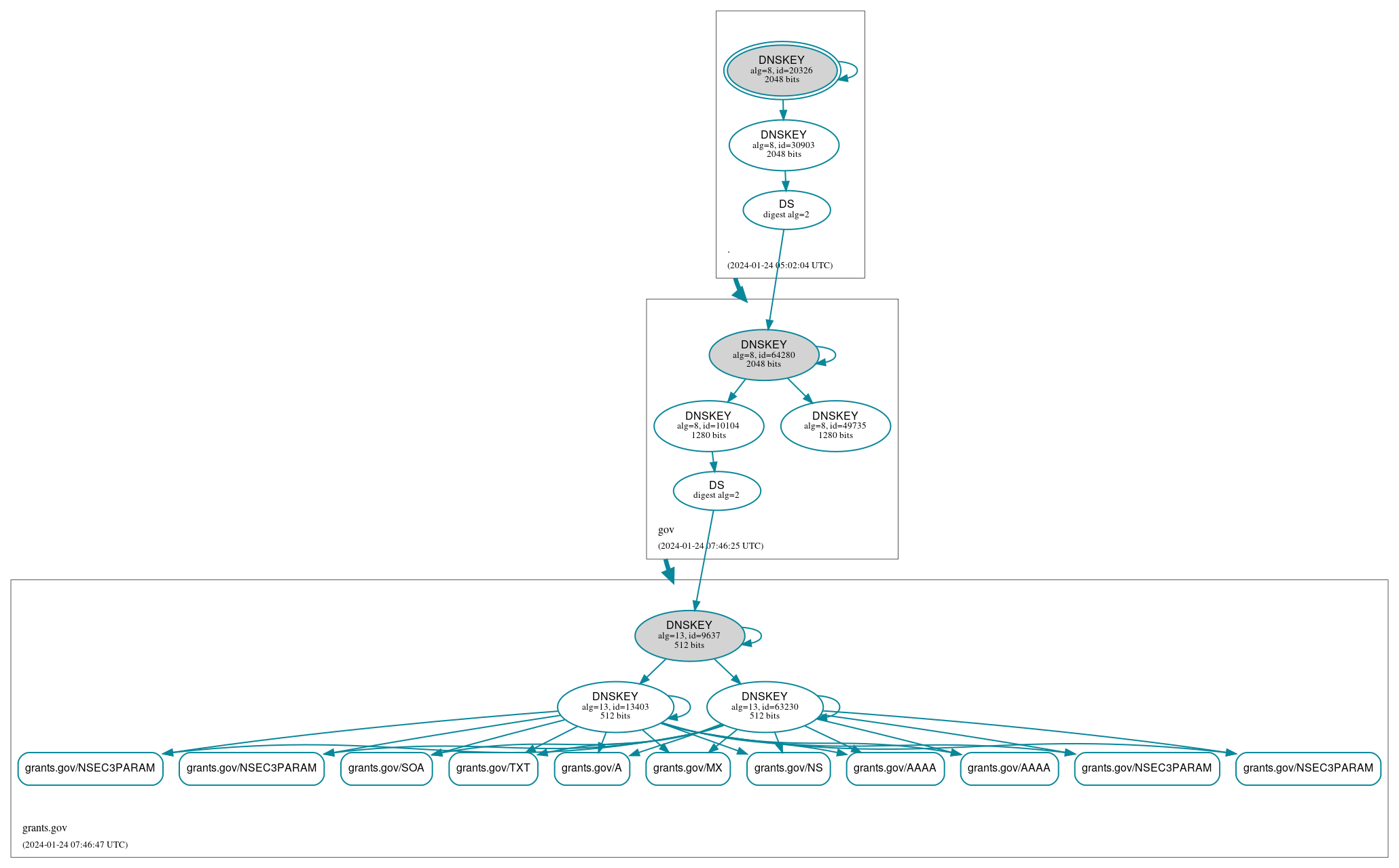 DNSSEC authentication graph